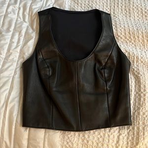 vintage leather scoop neck vest